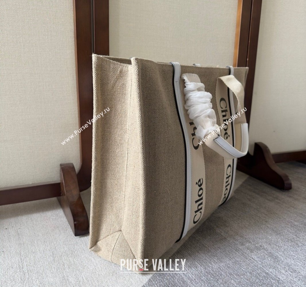 Chloe Woody Canvas Large Tote Bag White 2024 6064 (YY-240713035)