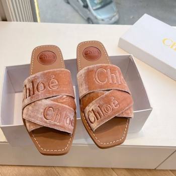 Chloe Woody Flat Square-toe Slides Sandal in Velvet Pink 2025 G076 (KL-250220029)
