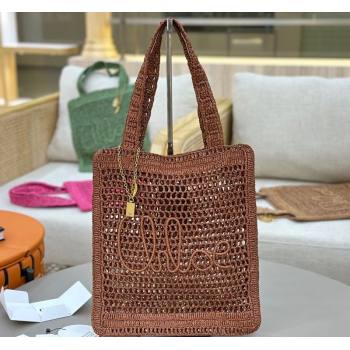 Chloe Summer Banana tote bag in raffia straw Brown 2025 1665 (YY-250520034)