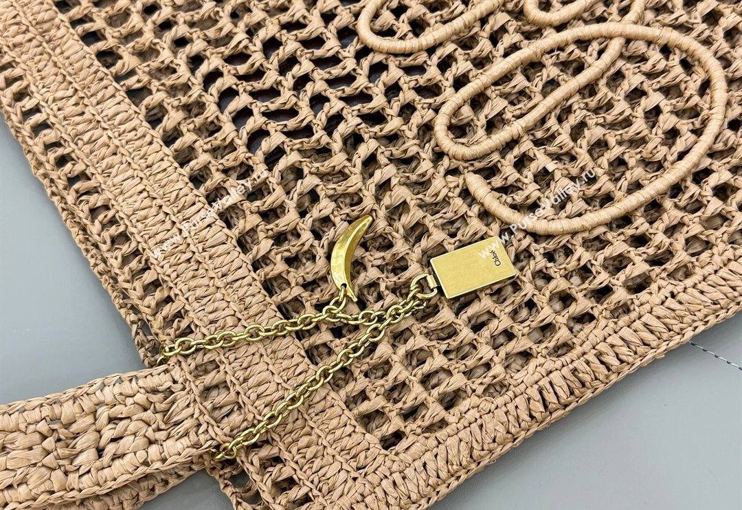Chloe Summer Banana tote bag in raffia straw Beige 2025 1665 (YY-250520035)