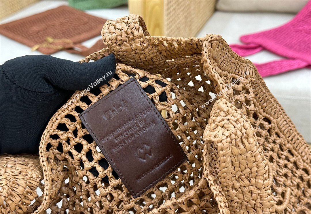 Chloe Summer Banana tote bag in raffia straw Beige 2025 1665 (YY-250520035)