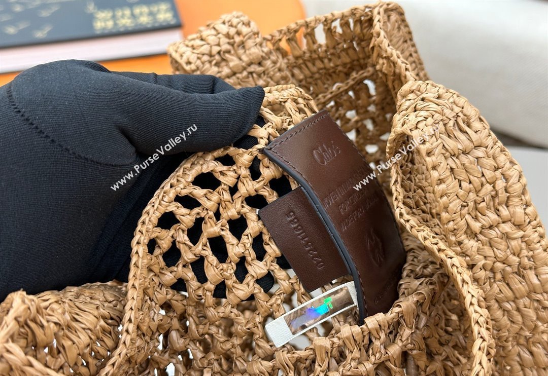 Chloe Summer Banana tote bag in raffia straw Beige 2025 1665 (YY-250520035)