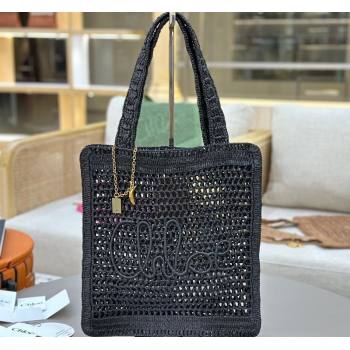 Chloe Summer Banana tote bag in raffia straw Black 2025 1665 (YY-250520037)