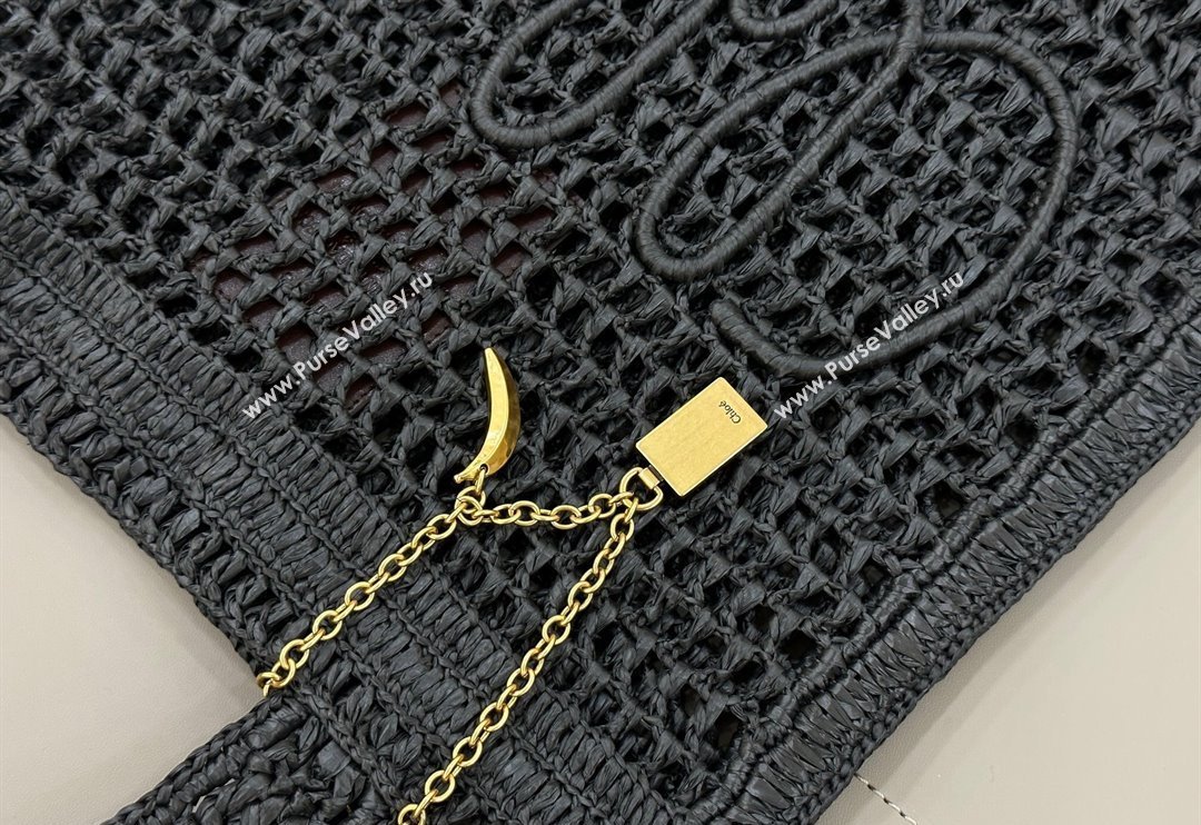 Chloe Summer Banana tote bag in raffia straw Black 2025 1665 (YY-250520037)