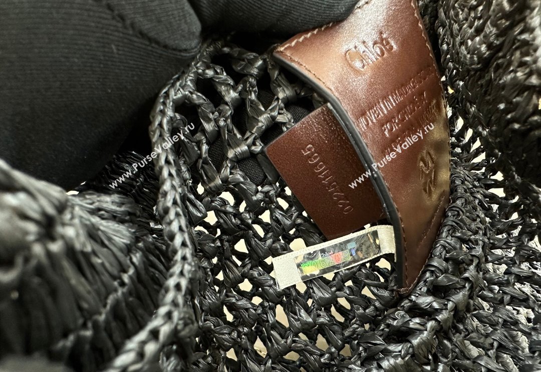 Chloe Summer Banana tote bag in raffia straw Black 2025 1665 (YY-250520037)