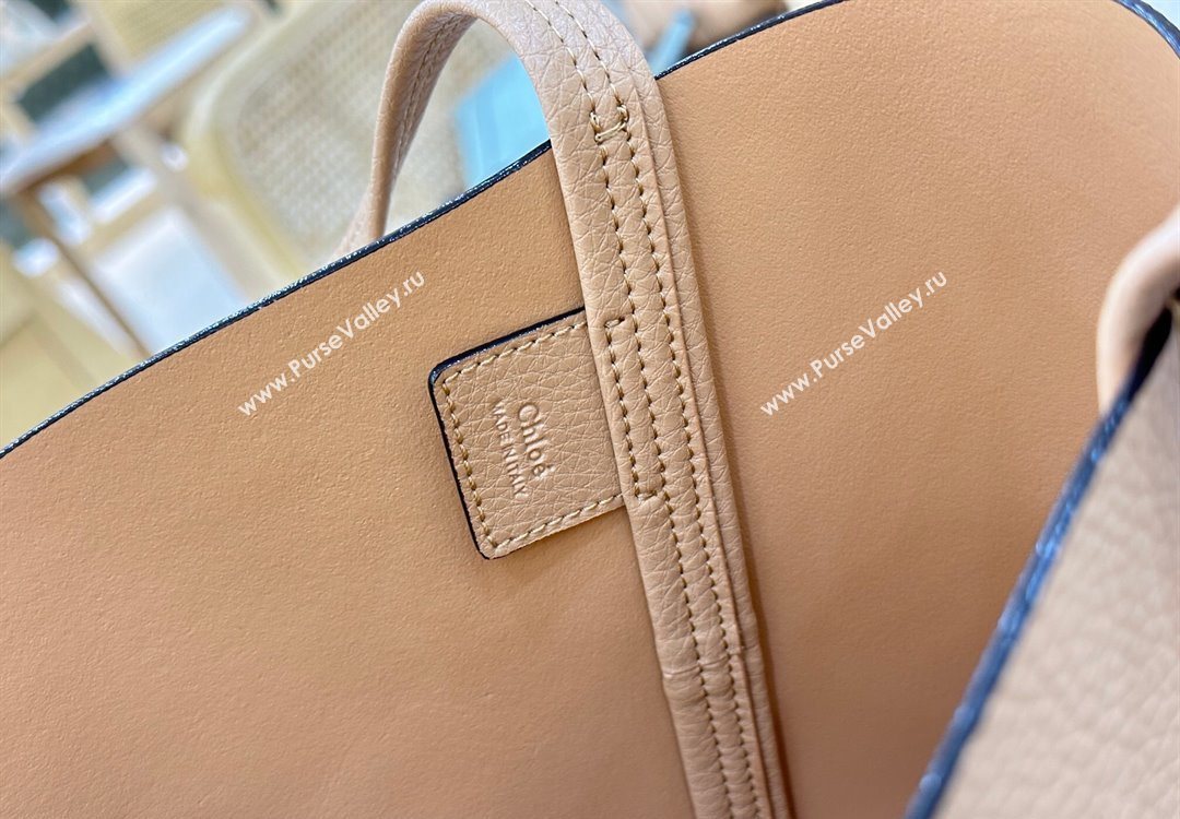 Chloe Medium Spin Tote Bag in Grained Leather Beige 2025 1120 (DLA-251120052)