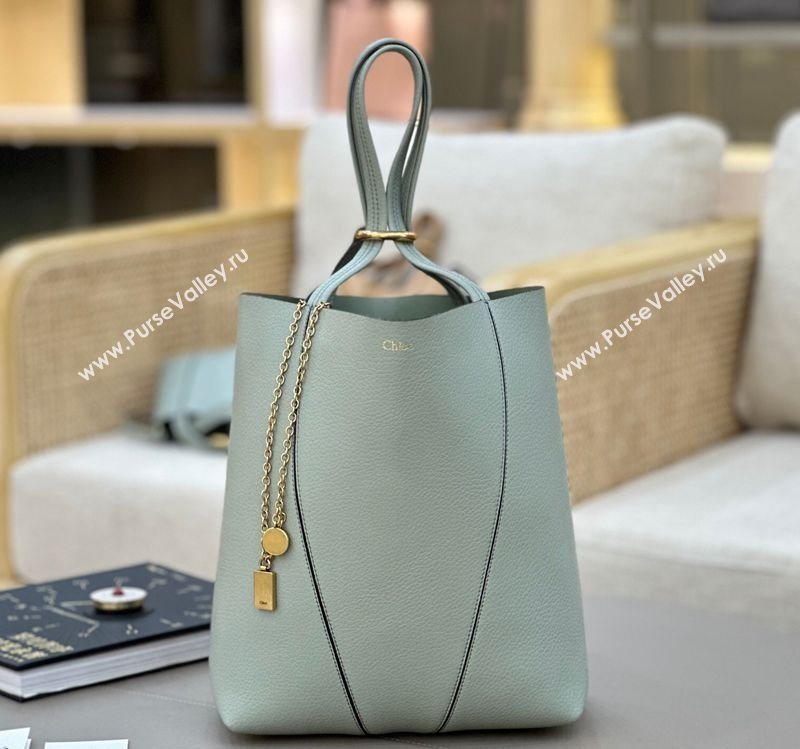 Chloe Medium Spin Tote Bag in Grained Leather Green 2025 1120 (DLA-251120053)