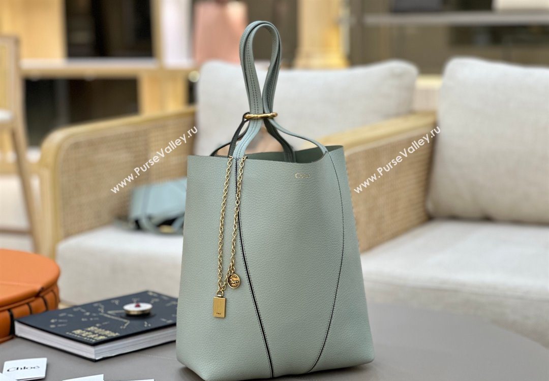 Chloe Medium Spin Tote Bag in Grained Leather Green 2025 1120 (DLA-251120053)