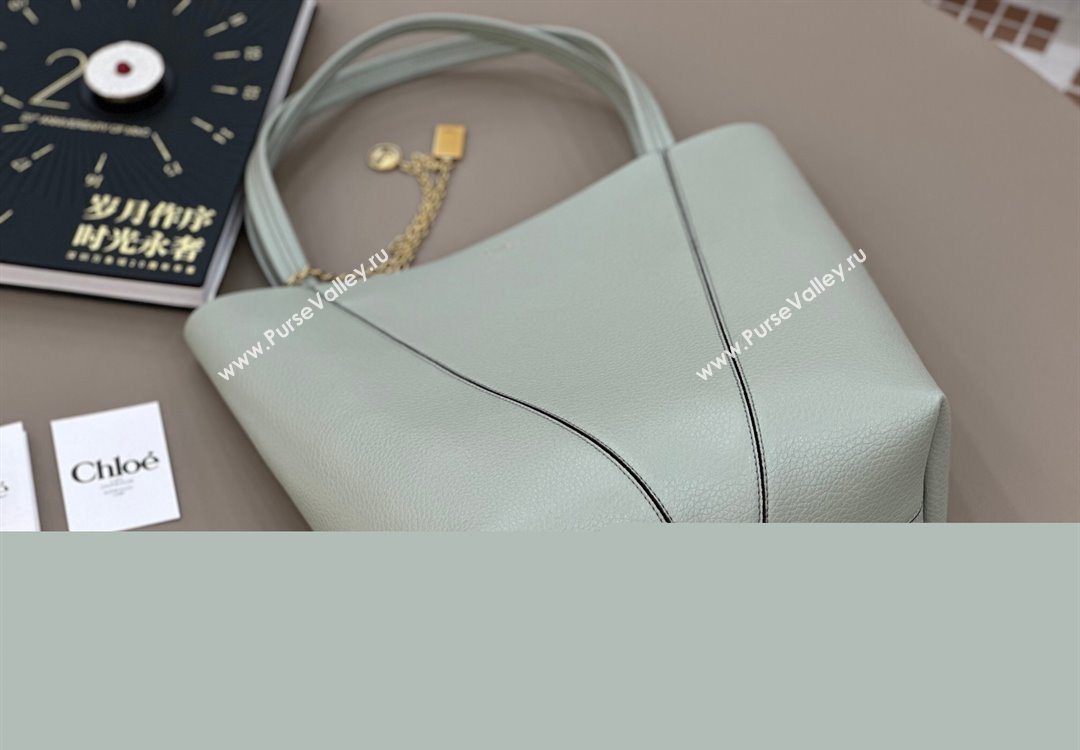 Chloe Medium Spin Tote Bag in Grained Leather Green 2025 1120 (DLA-251120053)