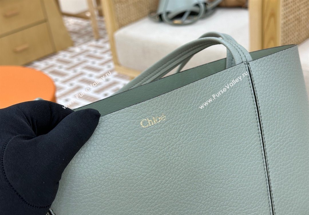 Chloe Medium Spin Tote Bag in Grained Leather Green 2025 1120 (DLA-251120053)