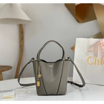 Chloe Small Spin Tote Bag in Grained Leather Grey 2025 1120 (DLA-251120055)