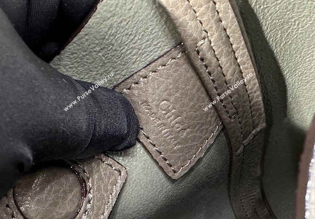 Chloe Small Spin Tote Bag in Grained Leather Grey 2025 1120 (DLA-251120055)