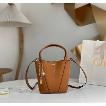 Chloe Small Spin Tote Bag in Grained Leather Brown 2025 1120 (DLA-251120056)