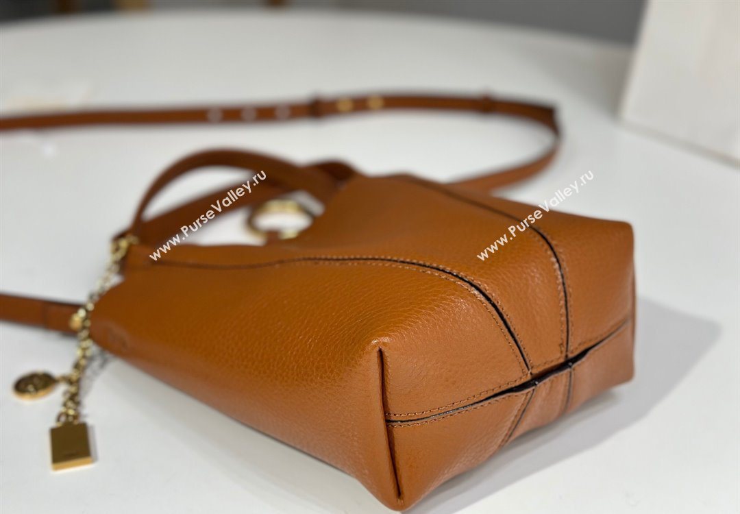 Chloe Small Spin Tote Bag in Grained Leather Brown 2025 1120 (DLA-251120056)