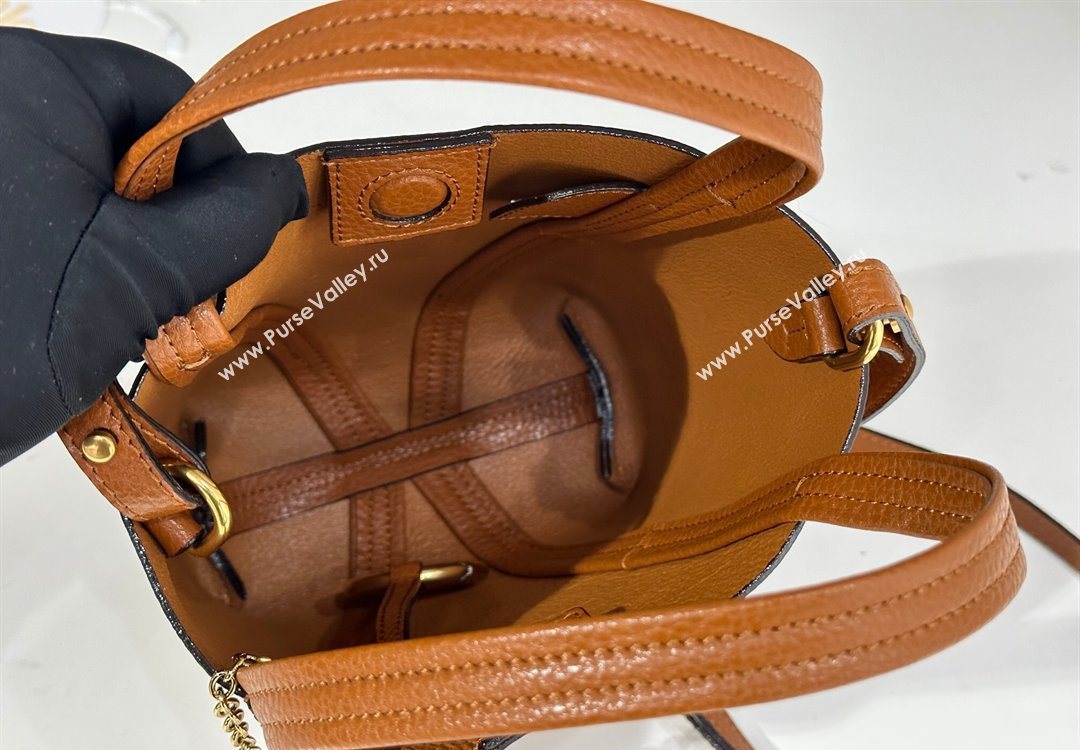 Chloe Small Spin Tote Bag in Grained Leather Brown 2025 1120 (DLA-251120056)