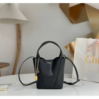 Chloe Small Spin Tote Bag in Grained Leather Black 2025 1120 (DLA-251120057)