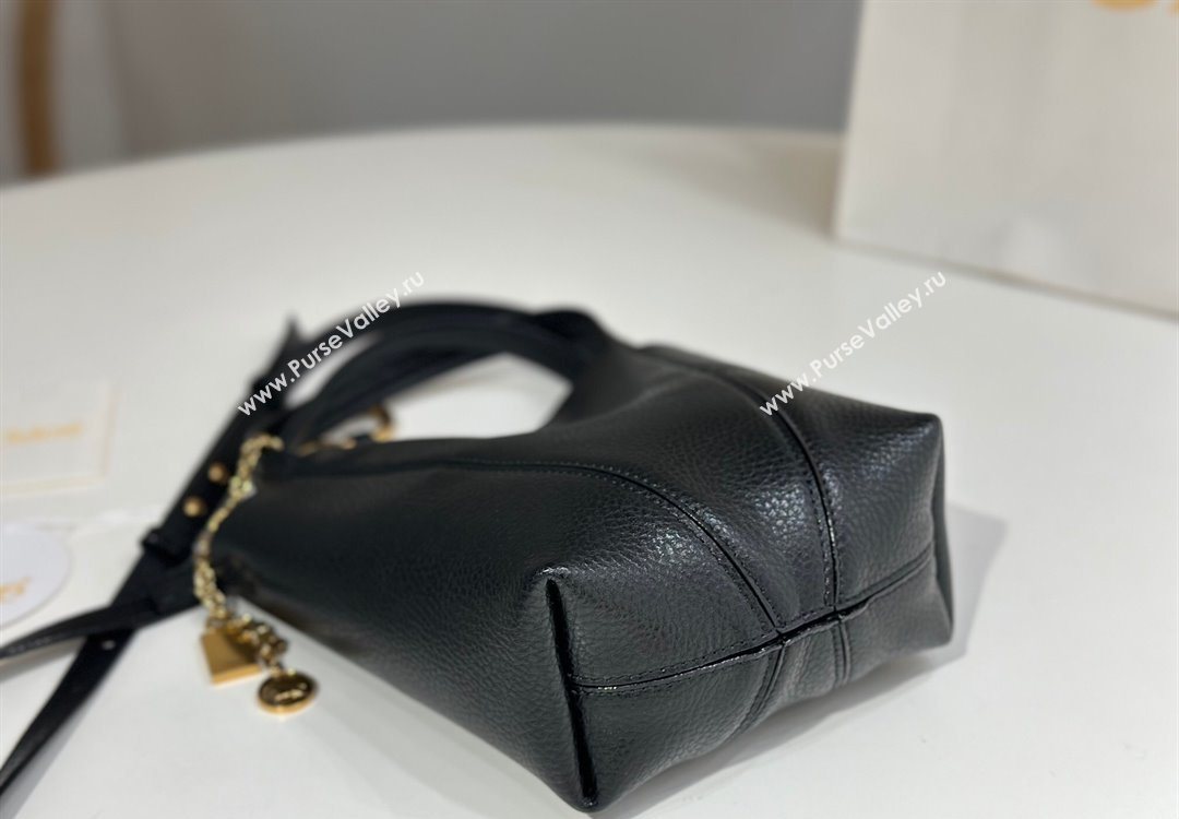 Chloe Small Spin Tote Bag in Grained Leather Black 2025 1120 (DLA-251120057)