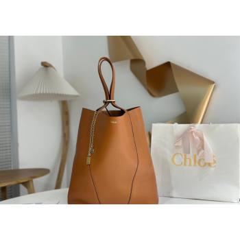 Chloe Large Spin Tote Bag in Grained Leather Brown 2025 1120 (DLA-251120043)