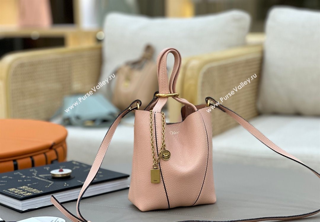 Chloe Small Spin Tote Bag in Grained Leather Light Pink 2025 1120 (DLA-251120058)