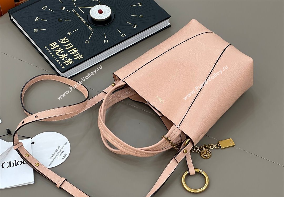 Chloe Small Spin Tote Bag in Grained Leather Light Pink 2025 1120 (DLA-251120058)