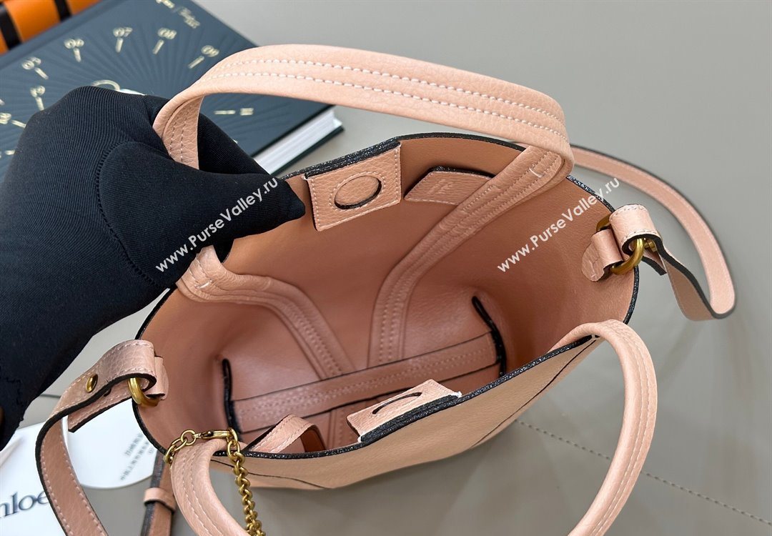 Chloe Small Spin Tote Bag in Grained Leather Light Pink 2025 1120 (DLA-251120058)
