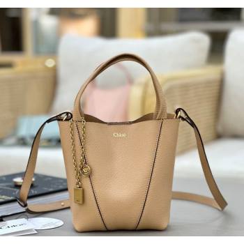 Chloe Small Spin Tote Bag in Grained Leather Beige 2025 1120 (DLA-251120059)