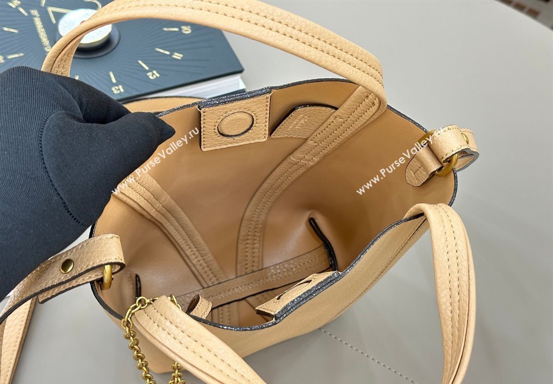 Chloe Small Spin Tote Bag in Grained Leather Beige 2025 1120 (DLA-251120059)