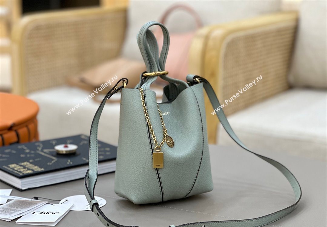 Chloe Small Spin Tote Bag in Grained Leather Green 2025 1120 (DLA-251120060)