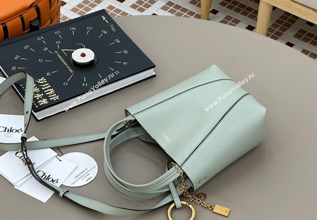 Chloe Small Spin Tote Bag in Grained Leather Green 2025 1120 (DLA-251120060)