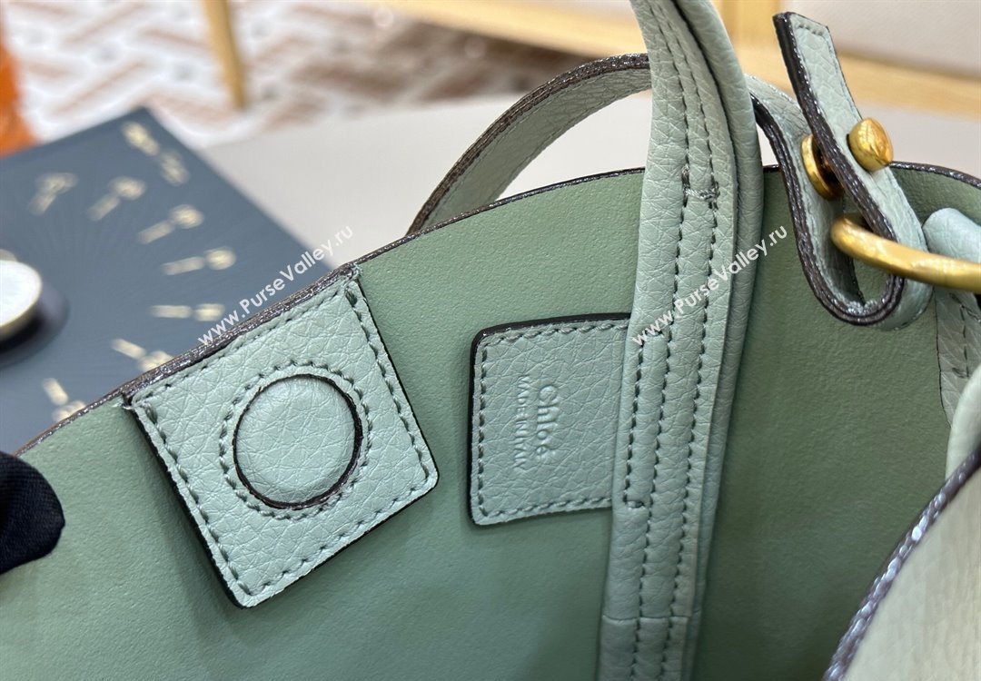Chloe Small Spin Tote Bag in Grained Leather Green 2025 1120 (DLA-251120060)