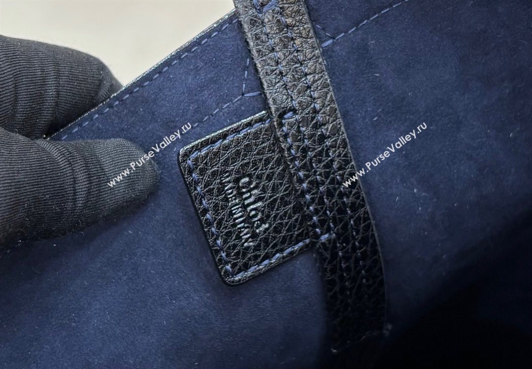 Chloe Medium Spin Tote Bag in Denim Navy Blue 2025 1120 (DLA-251120054)