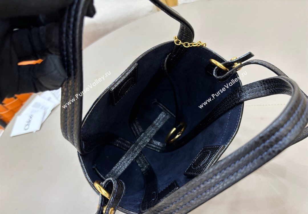 Chloe Small Spin Tote Bag in Denim Navy Blue 2025 1120 (DLA-251120061)