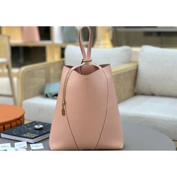 Chloe Large Spin Tote Bag in Grained Leather Light Pink 2025 1120 (DLA-251120045)