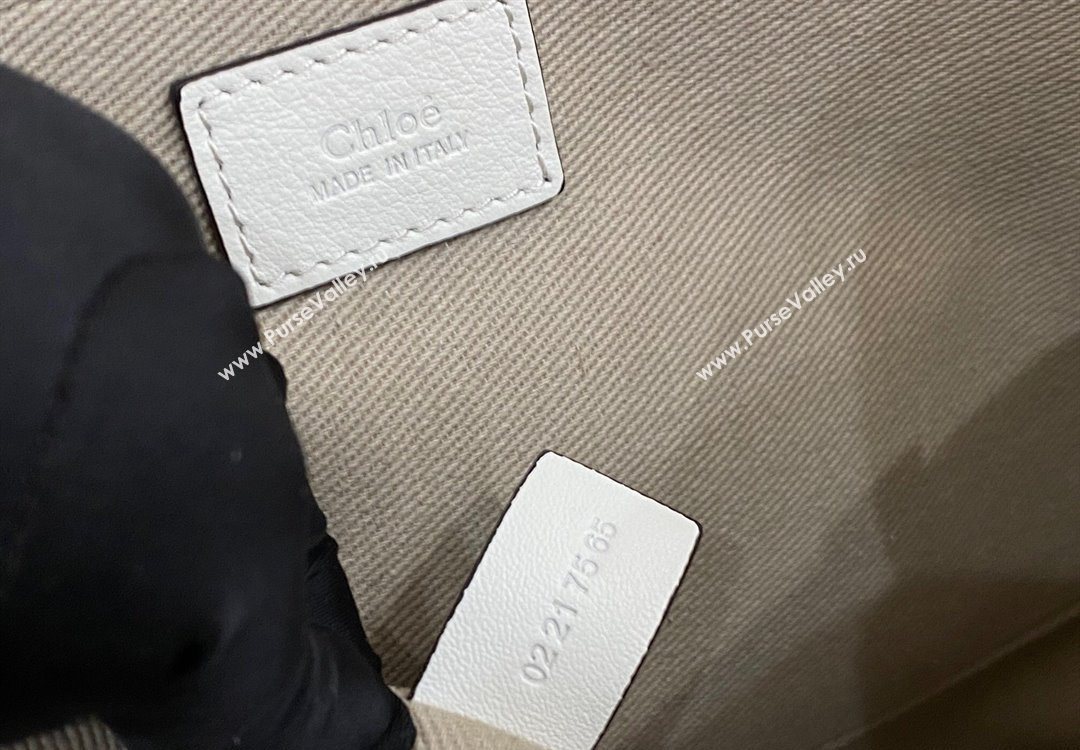 Chloe Medium Woody Tote Bag in Linen Canvas and Calfskin Leather White 2025 1120 (DLA-251120076)