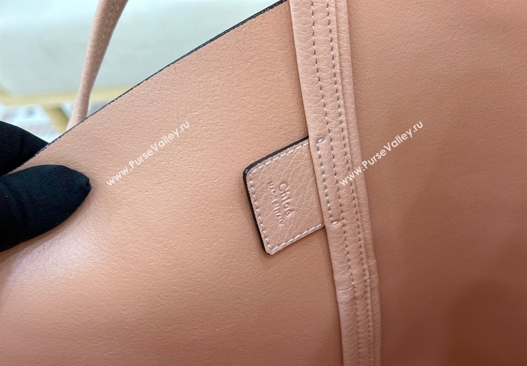 Chloe Large Spin Tote Bag in Grained Leather Light Pink 2025 1120 (DLA-251120045)
