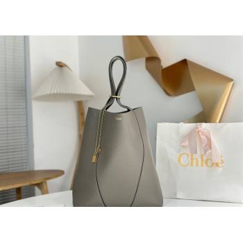 Chloe Large Spin Tote Bag in Grained Leather Grey 2025 1120 (DLA-251120042)