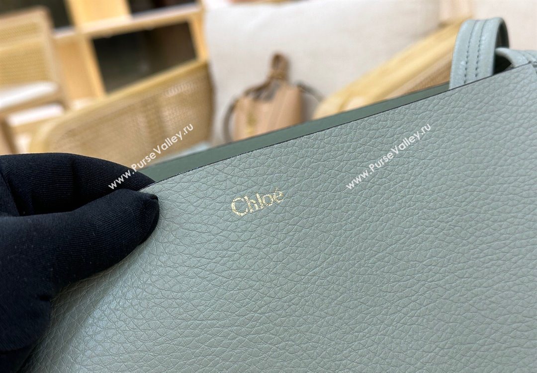 Chloe Large Spin Tote Bag in Grained Leather Green 2025 1120 (DLA-251120047)