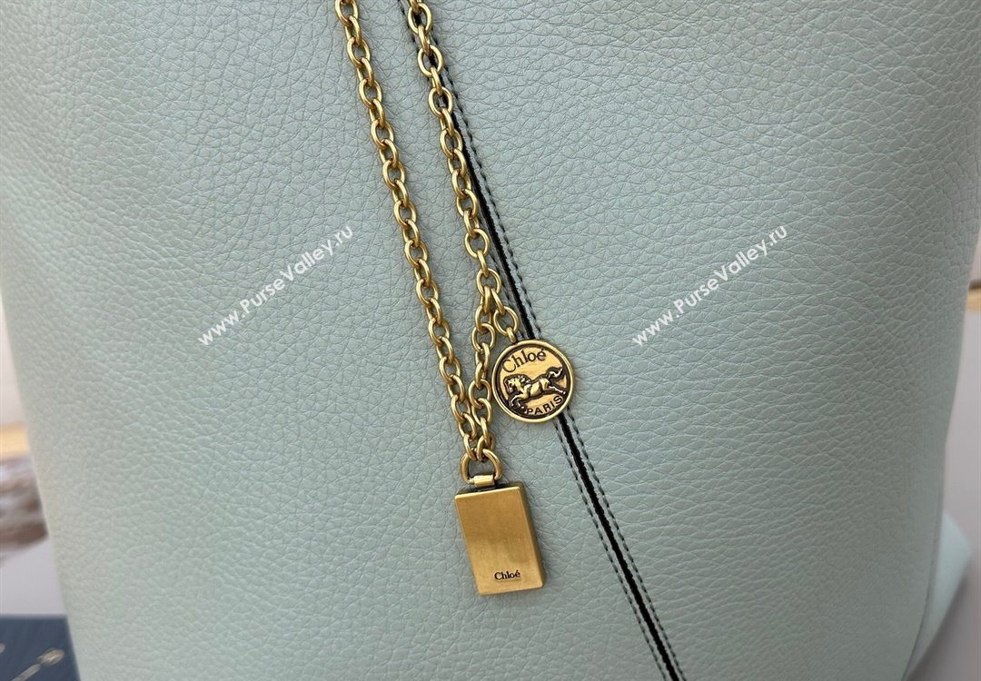 Chloe Large Spin Tote Bag in Grained Leather Green 2025 1120 (DLA-251120047)