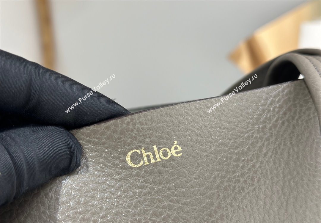 Chloe Medium Spin Tote Bag in Grained Leather Grey 2025 1120 (DLA-251120048)
