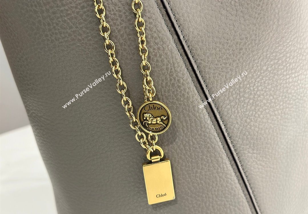 Chloe Medium Spin Tote Bag in Grained Leather Grey 2025 1120 (DLA-251120048)