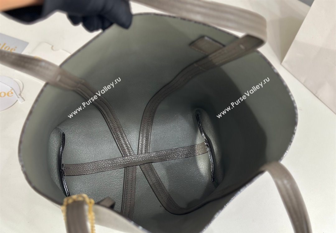 Chloe Medium Spin Tote Bag in Grained Leather Grey 2025 1120 (DLA-251120048)