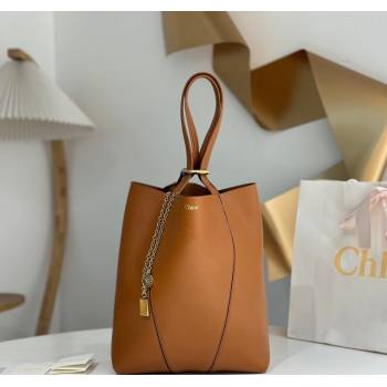 Chloe Medium Spin Tote Bag in Grained Leather Brown 2025 1120 (DLA-251120049)