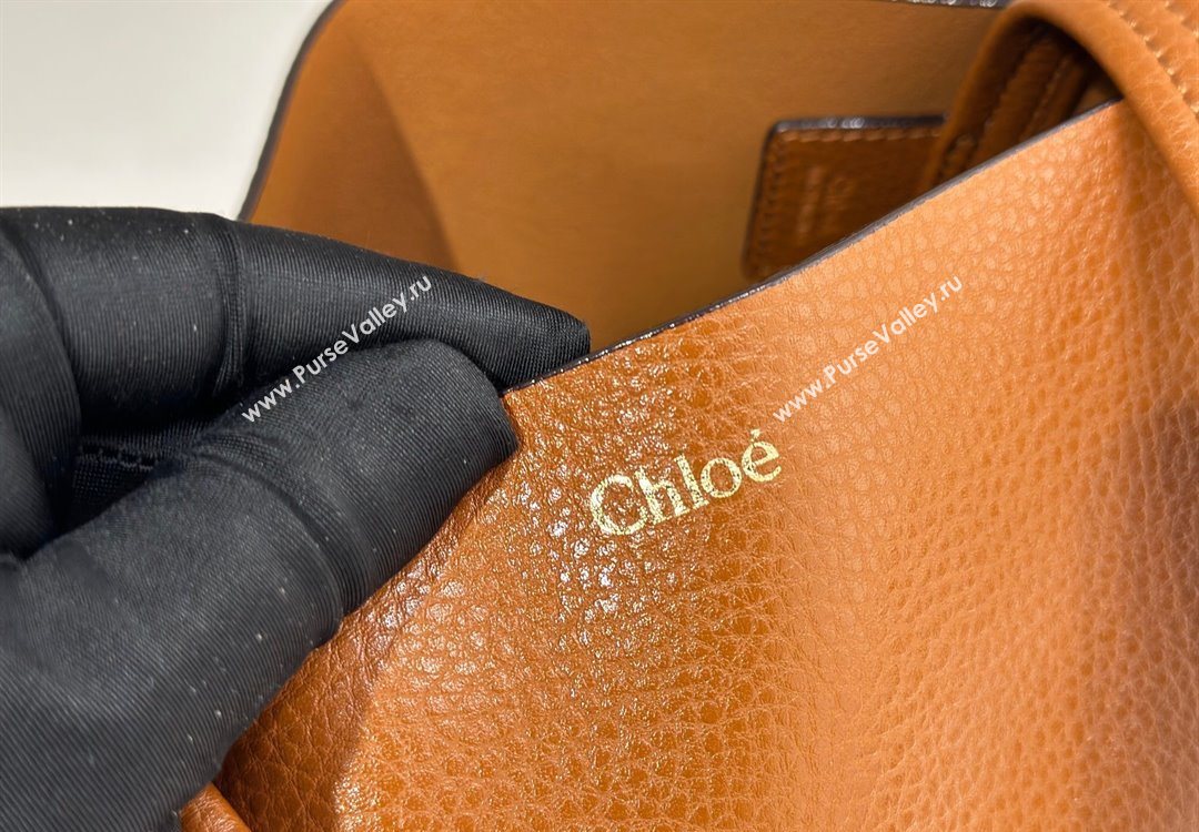 Chloe Medium Spin Tote Bag in Grained Leather Brown 2025 1120 (DLA-251120049)