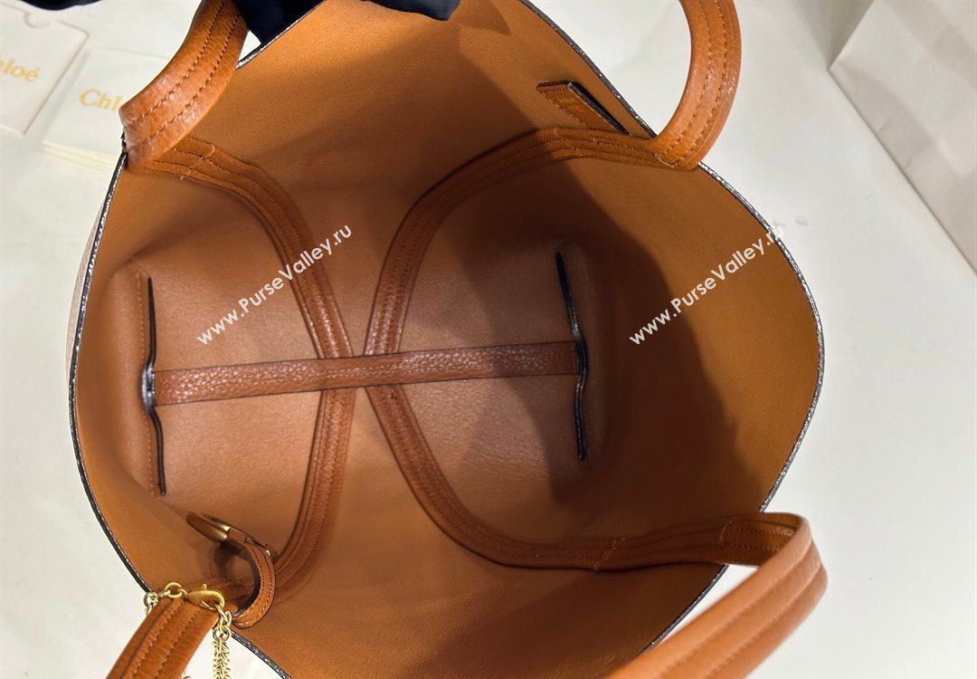 Chloe Medium Spin Tote Bag in Grained Leather Brown 2025 1120 (DLA-251120049)