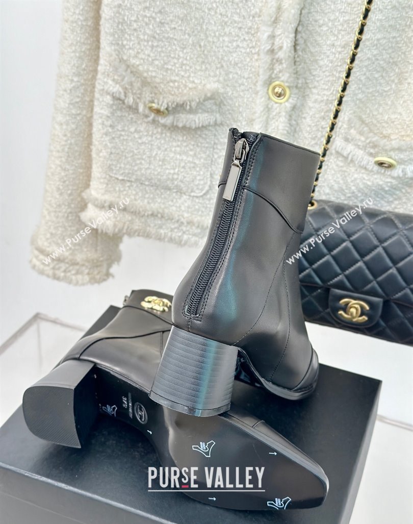 Chanel Patchwork Lambskin Ankle Boots Black 2024 CH101618 (MD-241016069)