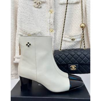 Chanel Lambskin Ankle Boots with Bloom White 2024 CH101619 (MD-241016070)