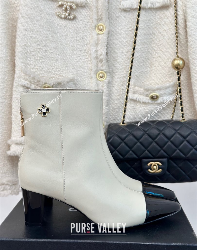 Chanel Lambskin Ankle Boots with Bloom White 2024 CH101619 (MD-241016070)