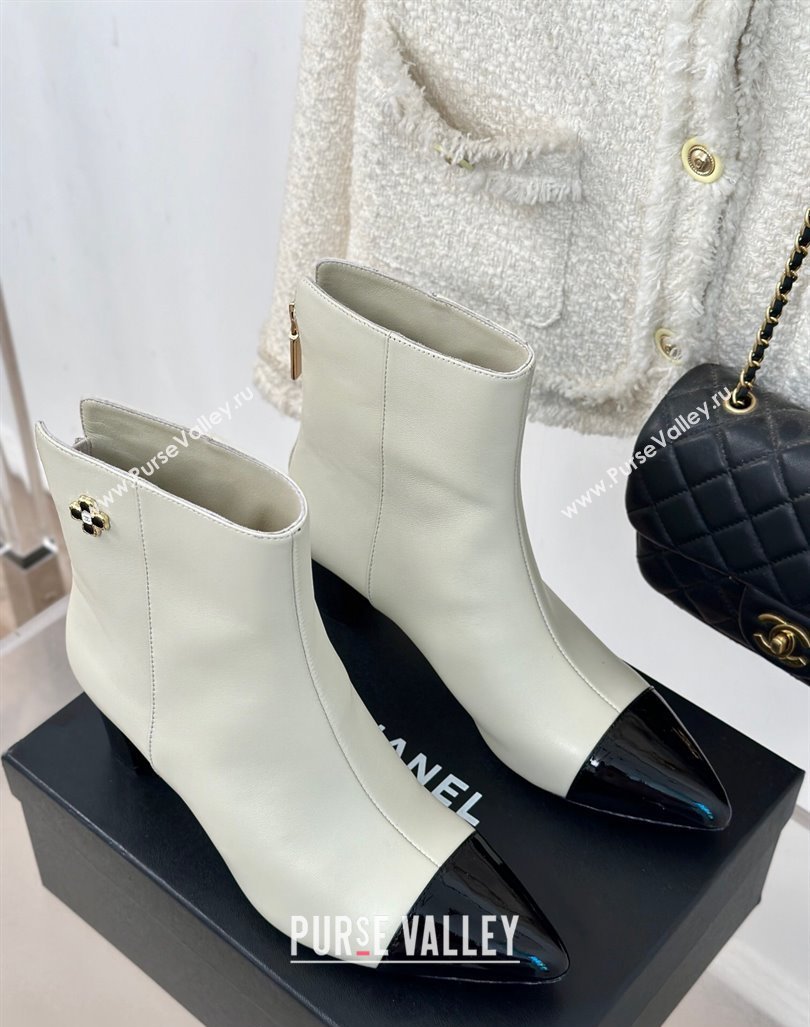 Chanel Lambskin Ankle Boots with Bloom White 2024 CH101619 (MD-241016070)