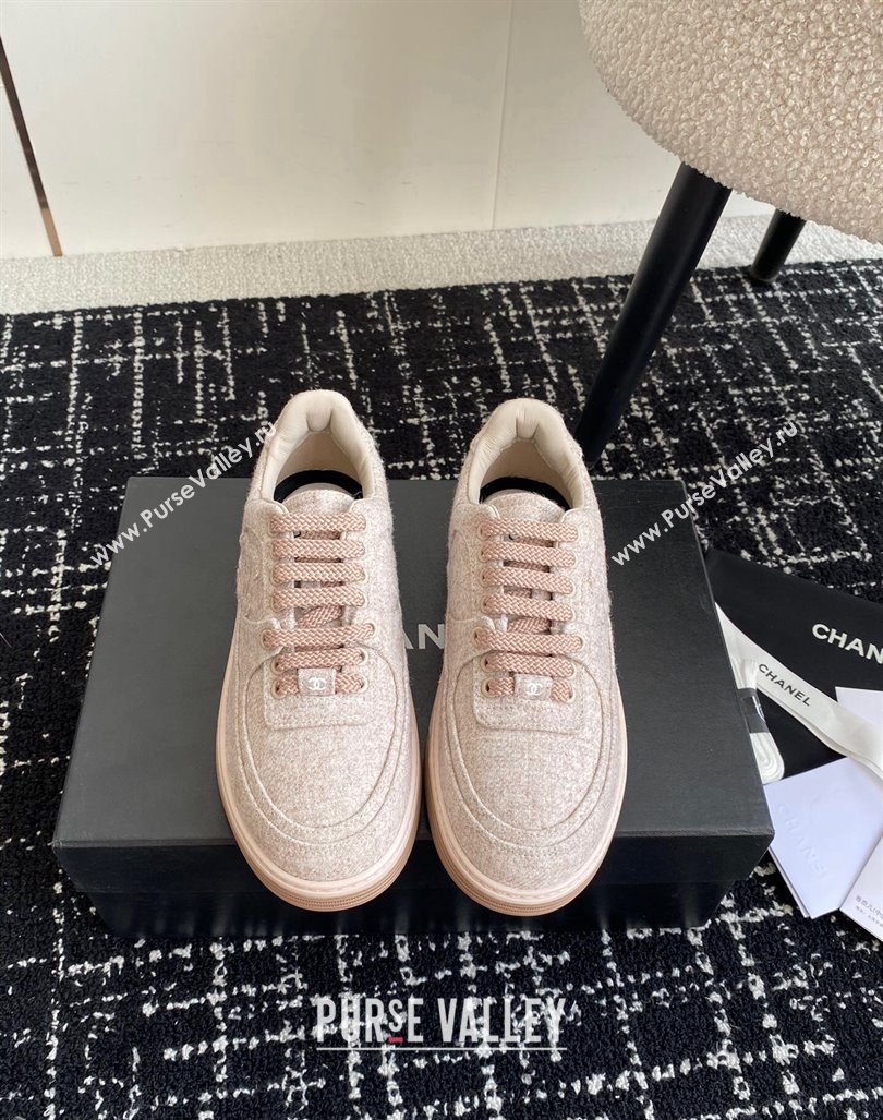 Chanel Wool Cloth Sneakers G46011 Pale Pink 2024 (SS-241017069)