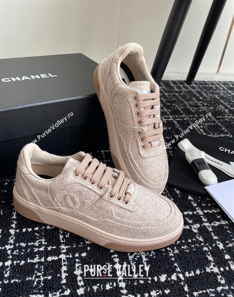 Chanel Wool Cloth Sneakers G46011 Pale Pink 2024 (SS-241017069)